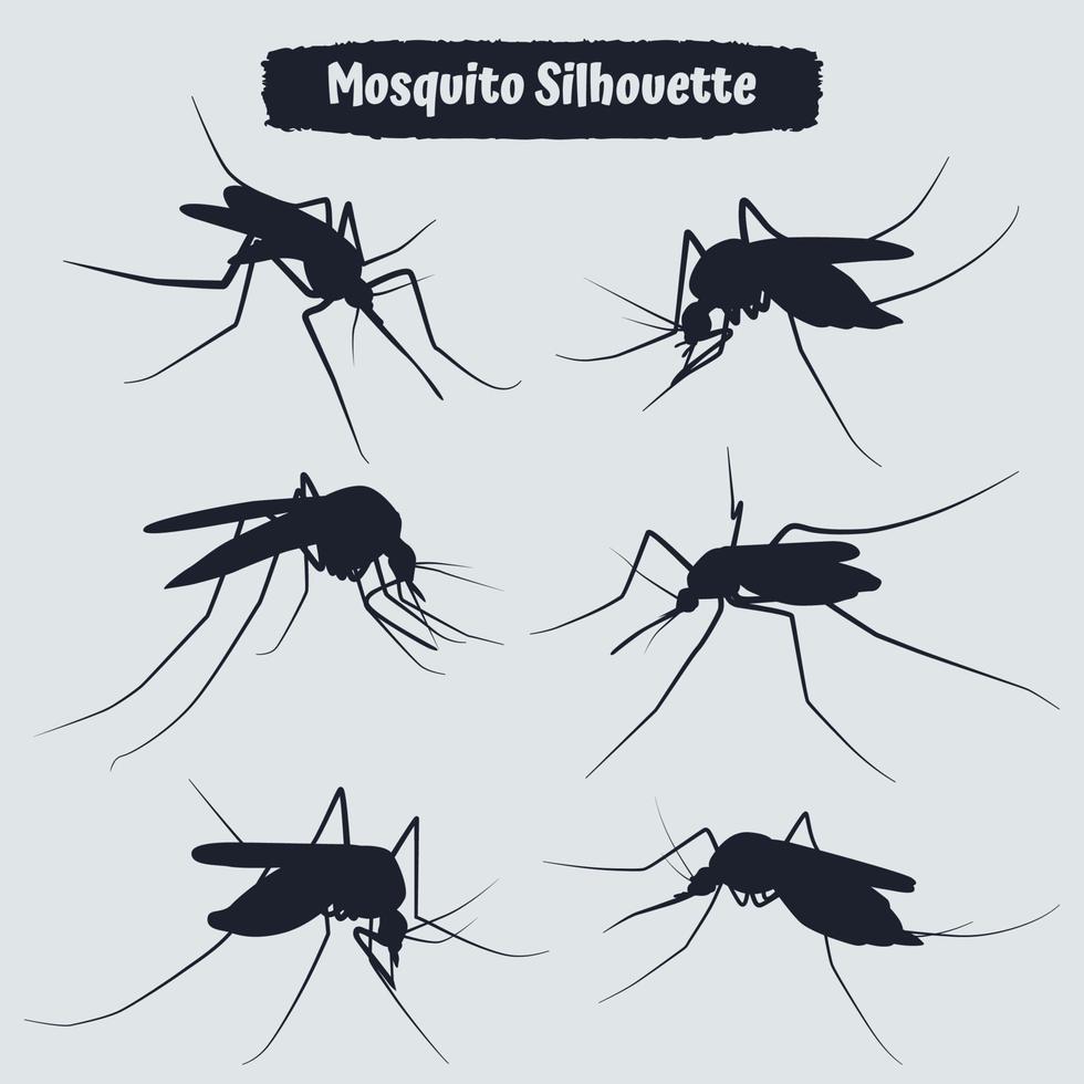 colección de vectores de siluetas de mosquitos animales