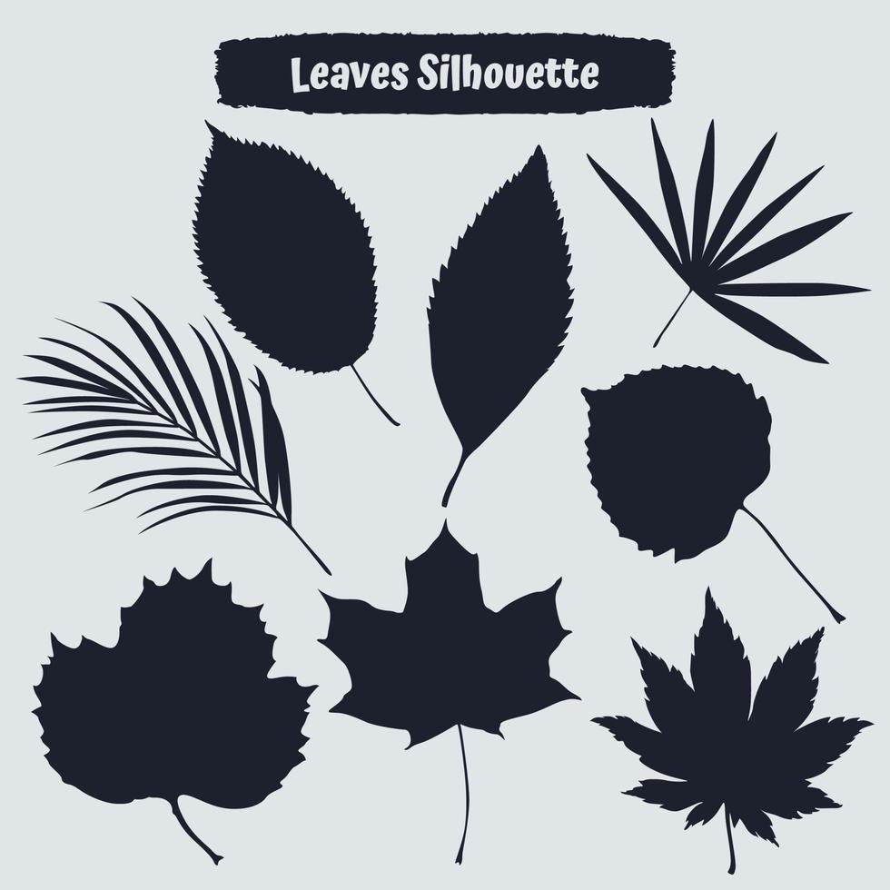 Collection of Different types of Leaves silhouettes vector