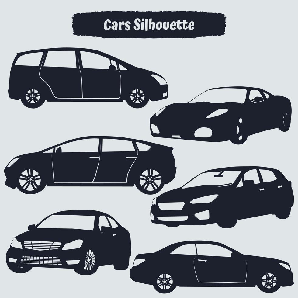 Vector collection of modern car silhouettes