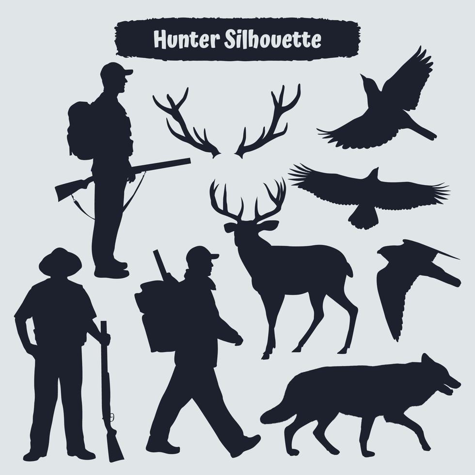 Hunter forest animal silhouette vector