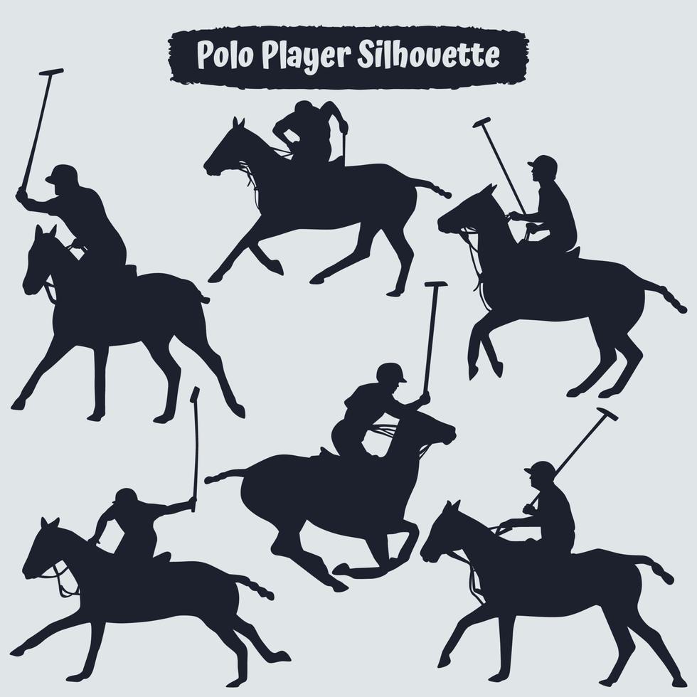 Collection of polo player silhouette vector