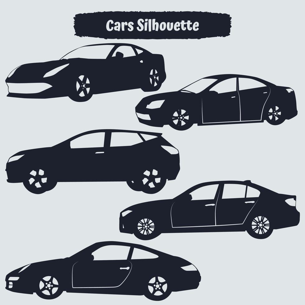 Vector collection of modern car silhouettes