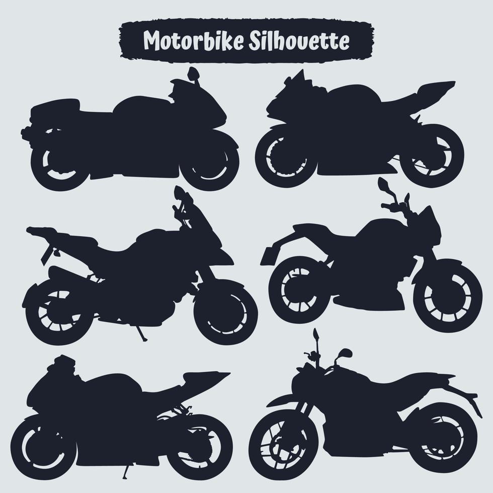 Collection of modern motorbike silhouettes vector