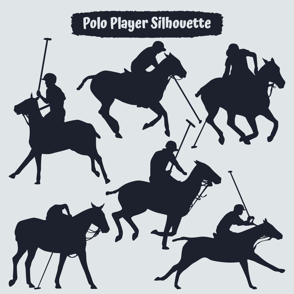 Collection of polo player silhouette vector