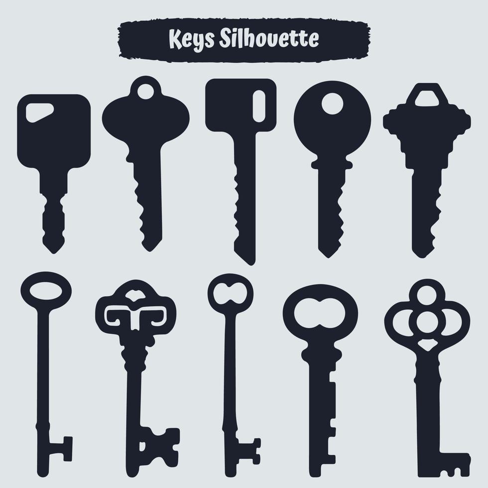 Vintage key vector set in engraving style. antique collection