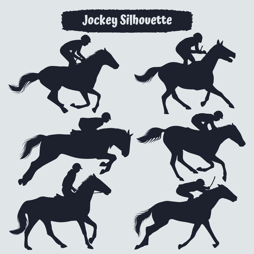 colección de siluetas de jockey vector