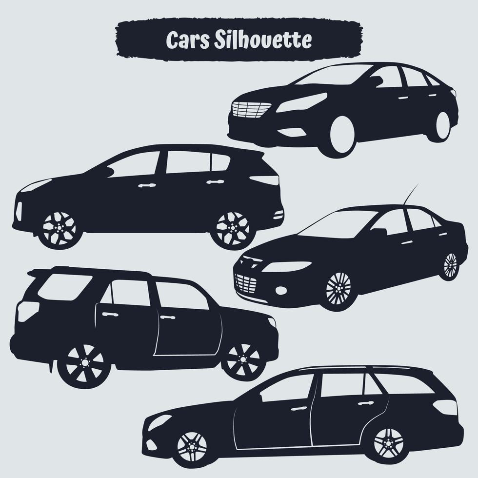 Vector collection of modern car silhouettes