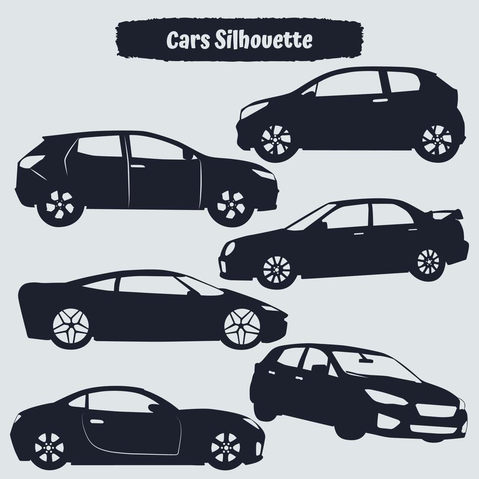 Vector collection of modern car silhouettes