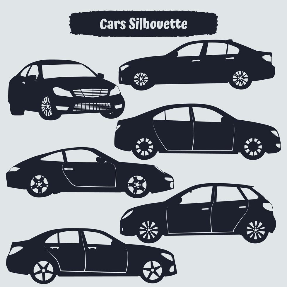 Vector collection of modern car silhouettes