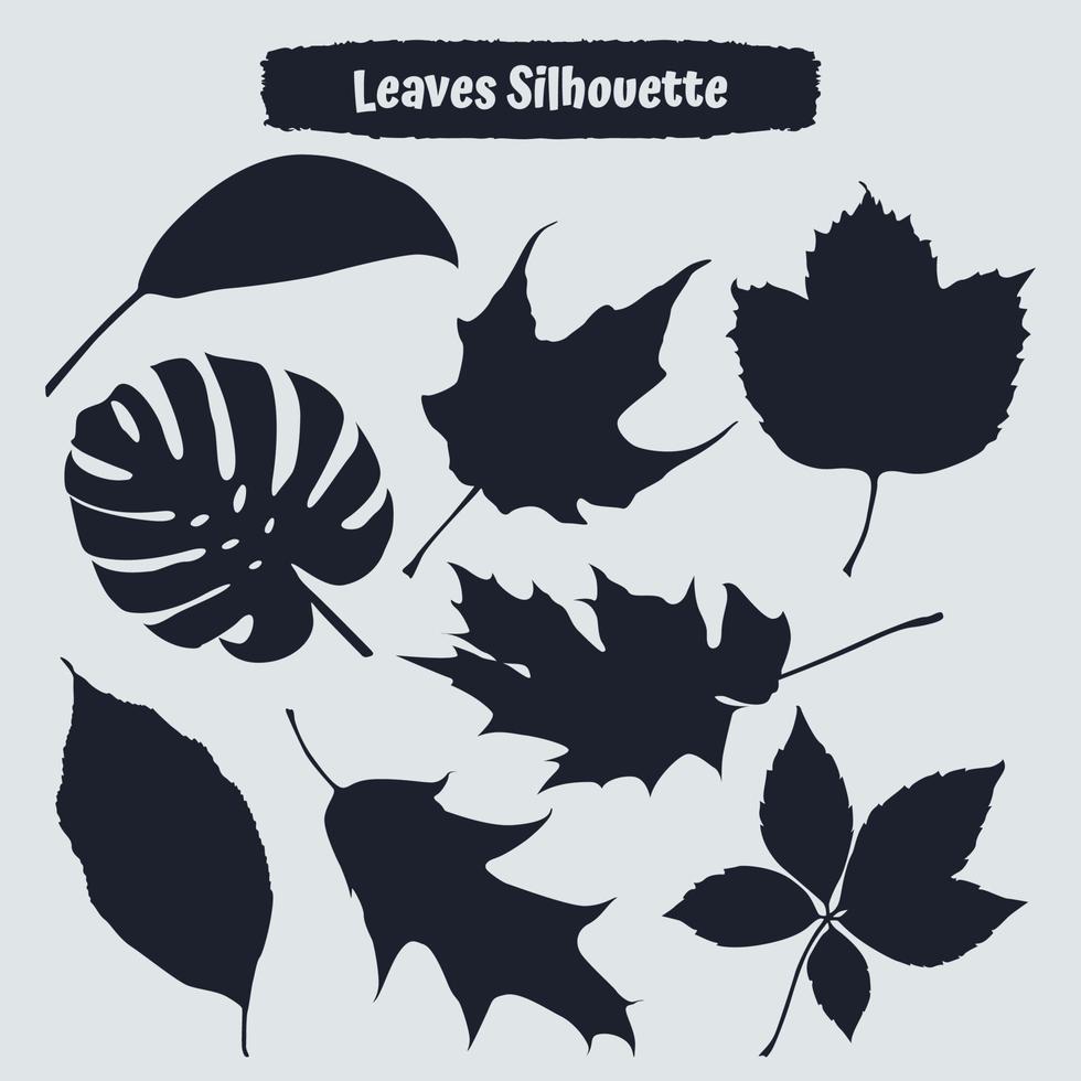 Collection of Different types of Leaves silhouettes vector