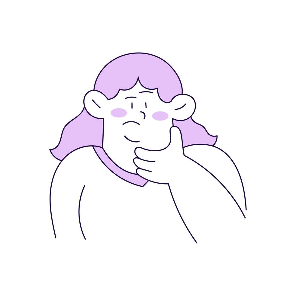 Outline Woman Character Illustration Consider Gesture vector