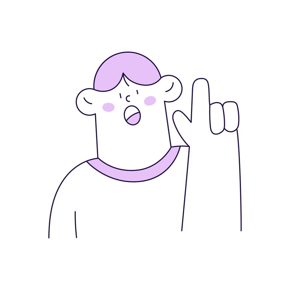 Outline Man Character Illustration Giving Advice Gesture vector