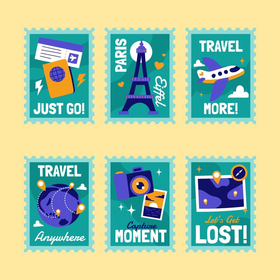 Travel Stamp Sticker pack vector