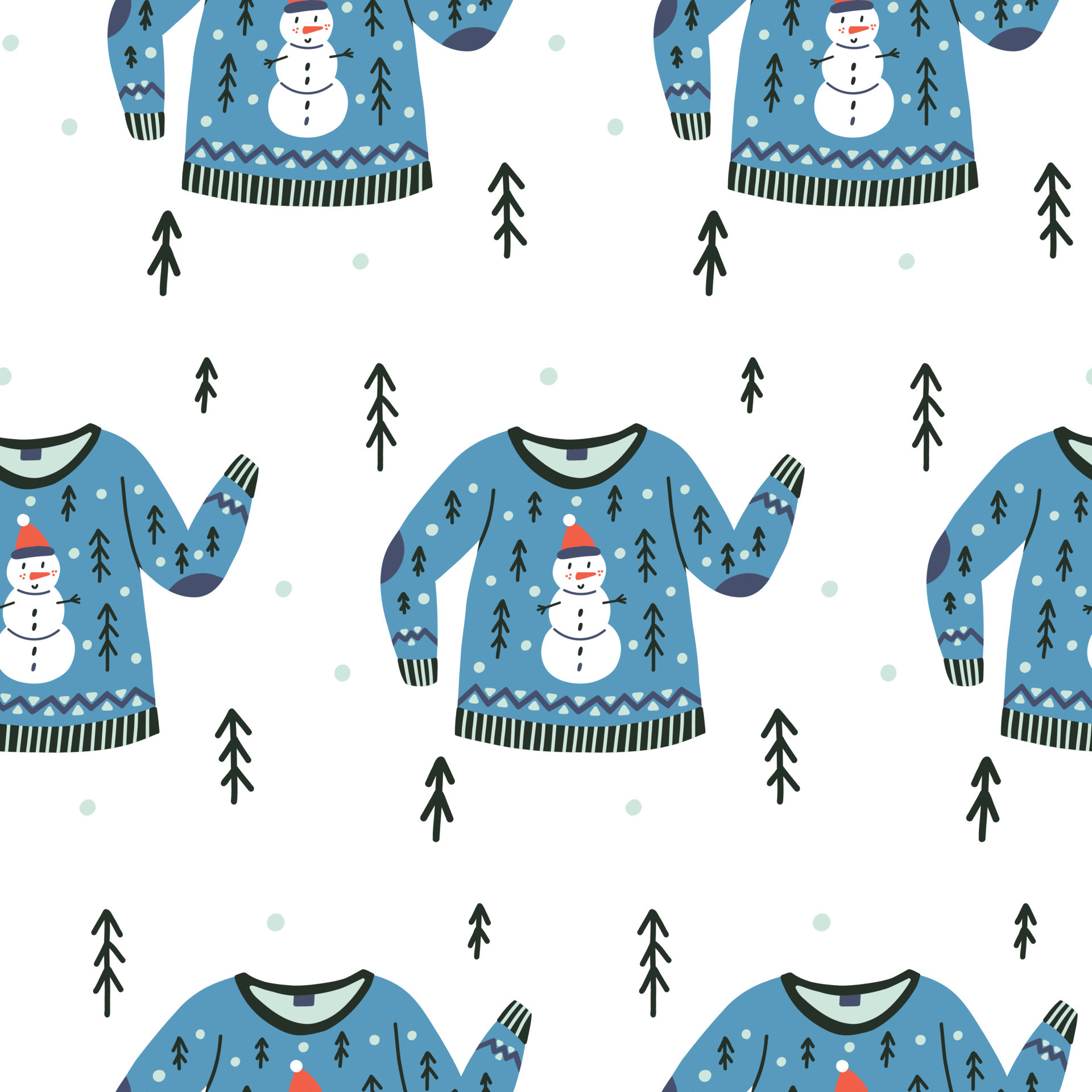 Ugly sweater pattern with snowman background 15776557 Vector Art at