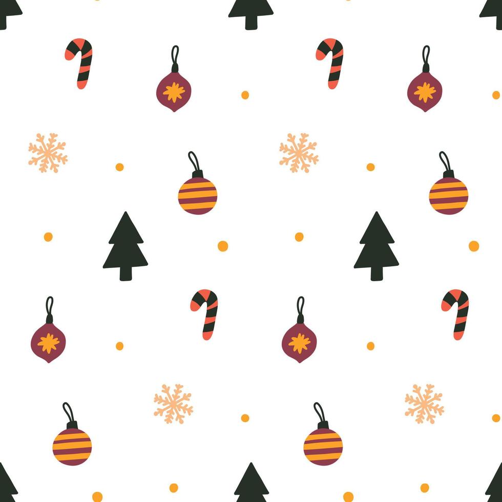 árbol de navidad de fondo de patrones sin fisuras juguetes vector