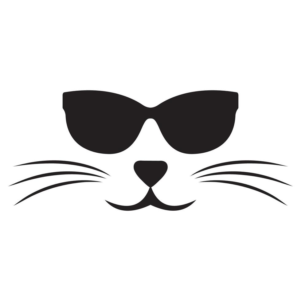 ilustración de un lindo gato negro con gafas vector