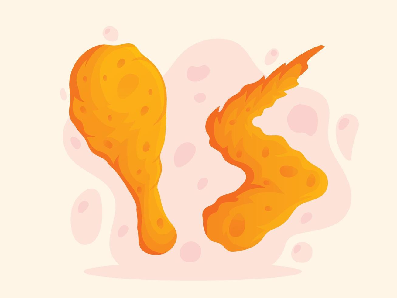 Ilustración de vector de comida rápida de pollo frito