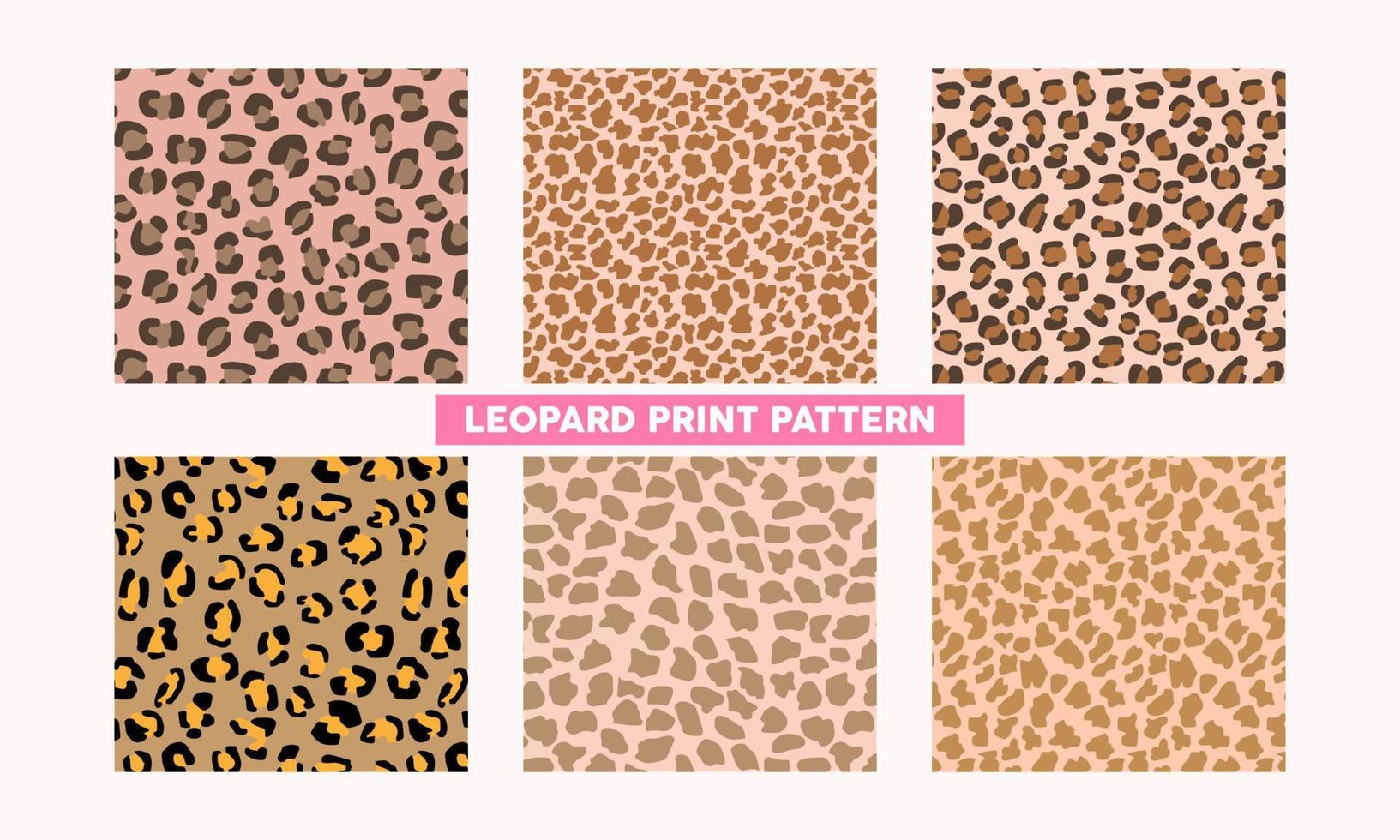 conjunto de fondos de patrón de piel de leopardo de moda vector