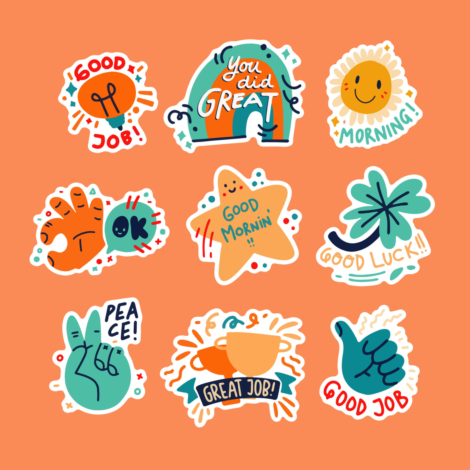 Free Vector  Set of hand drawn good job stickers