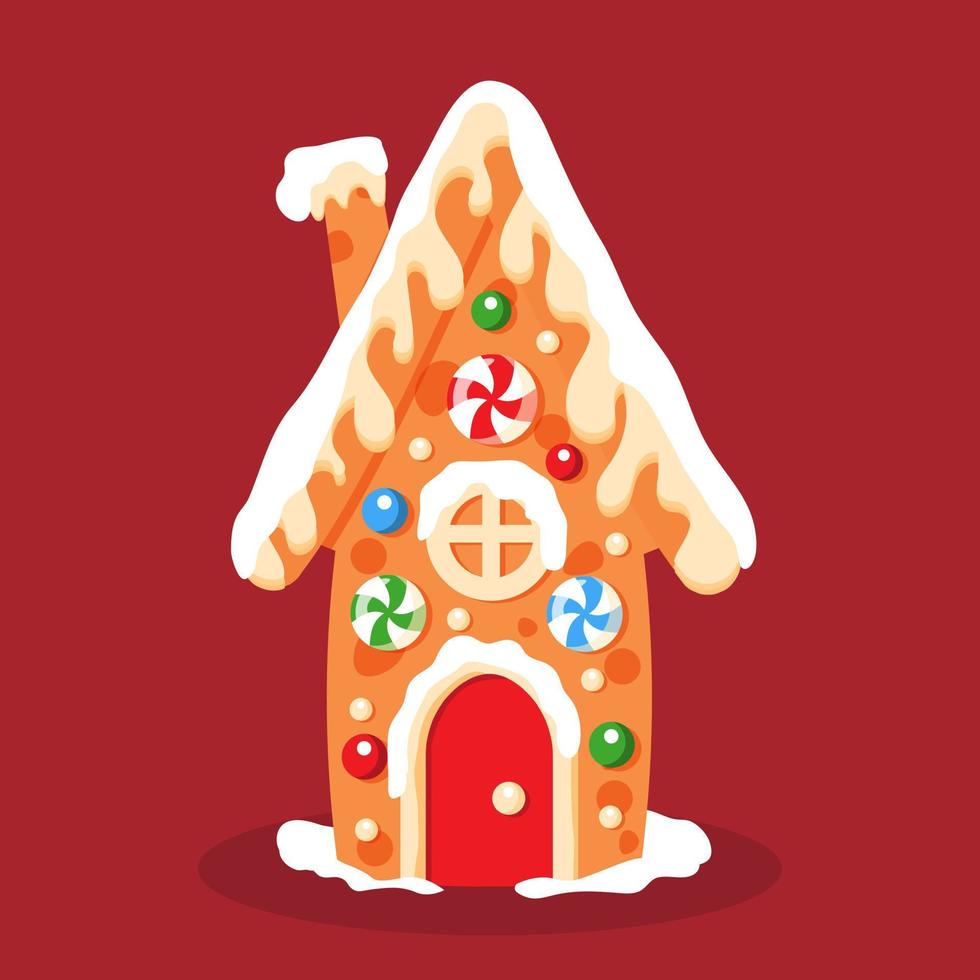 casa de pan de jengibre vectorial. galletas y dulces de navidad. linda ilustración vector