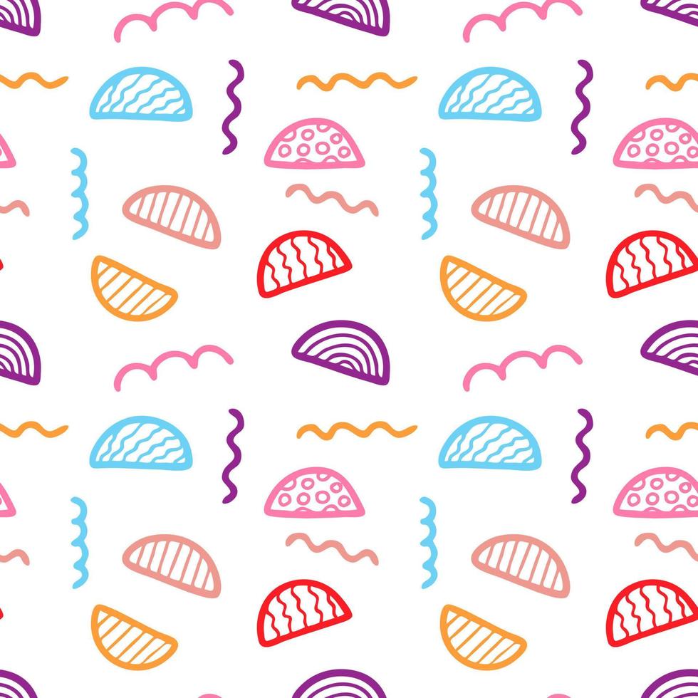 Memphis seamless pattern. Trendy memphis style. Colorful geometric seamless pattern different shapes color style. vector