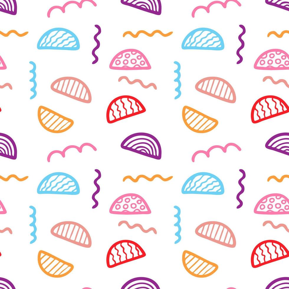 Memphis seamless pattern. Trendy memphis style. Colorful geometric seamless pattern different shapes color style. vector