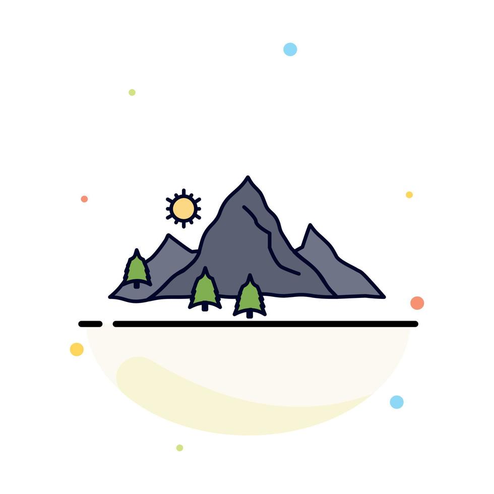paisaje de montaña colina naturaleza árbol color plano icono vector