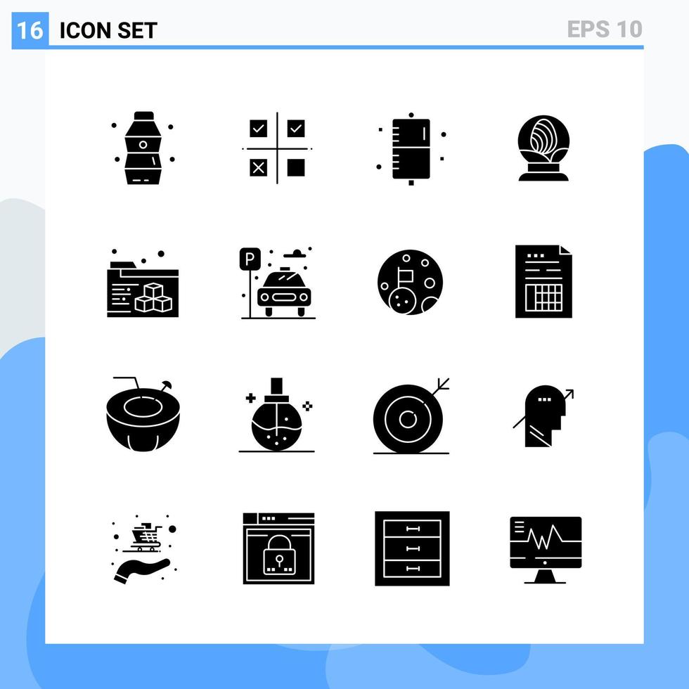 Modern 16 solid style icons Glyph Symbols for general use Creative Solid Icon Sign Isolated on White Background 16 Icons Pack Creative Black Icon vector background