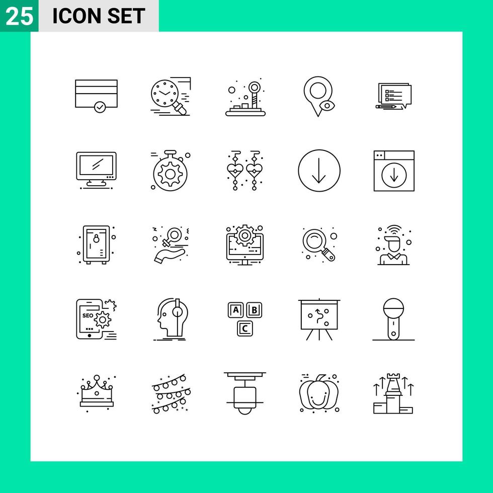 Group of 25 Lines Signs and Symbols for sms pointer control map eye Editable Vector Design Elements