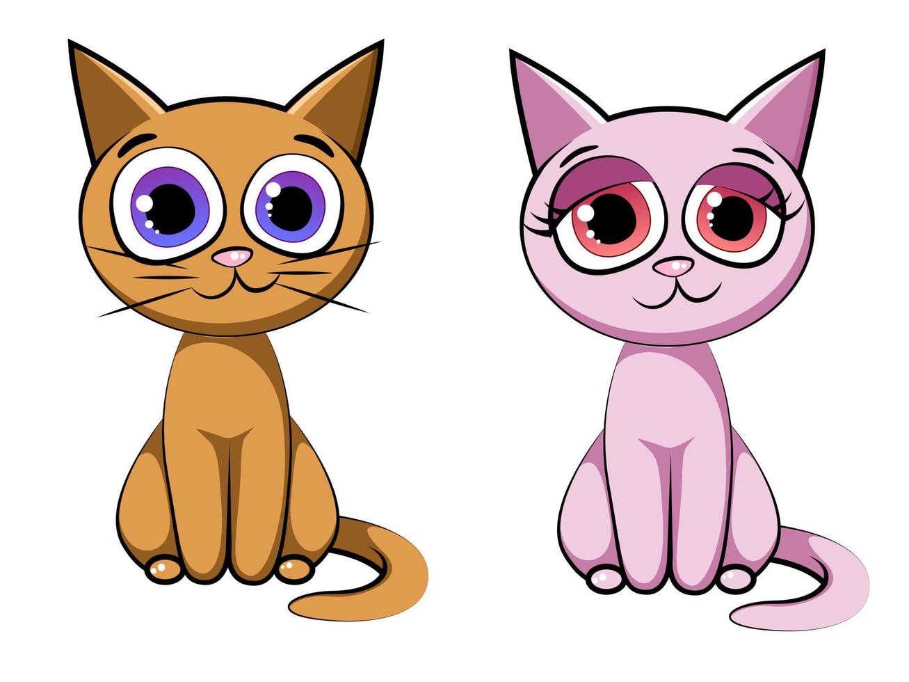 Minu Cartoon Kitty Characters. Vector Illustration