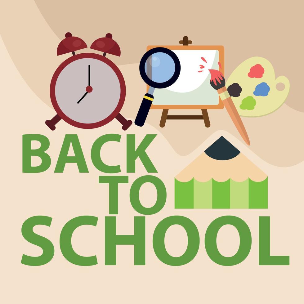 Back to school with school stuff and equipment on white board vector