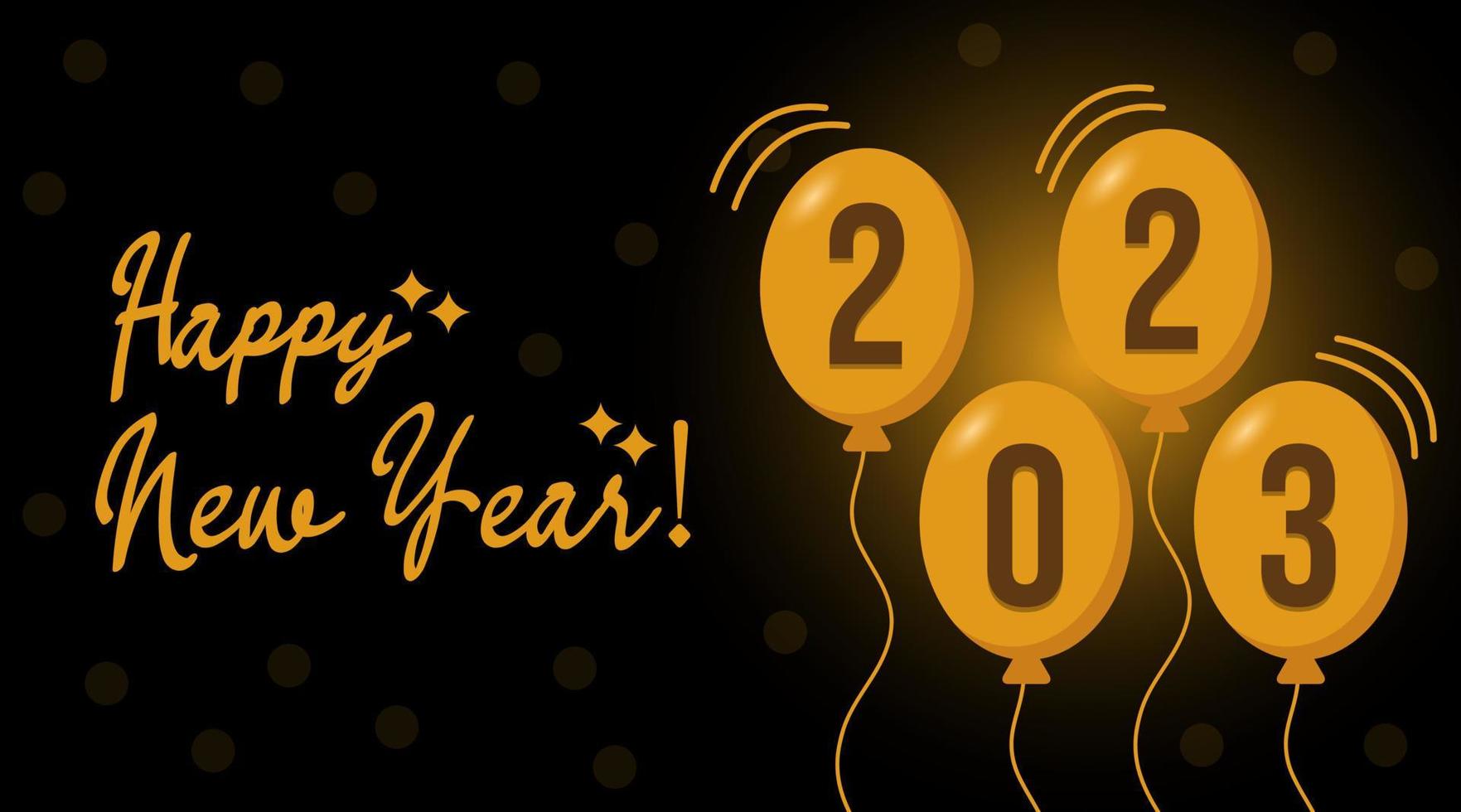 2023 happy new year background design. Golden lettering 2023 happy new year on black background vector