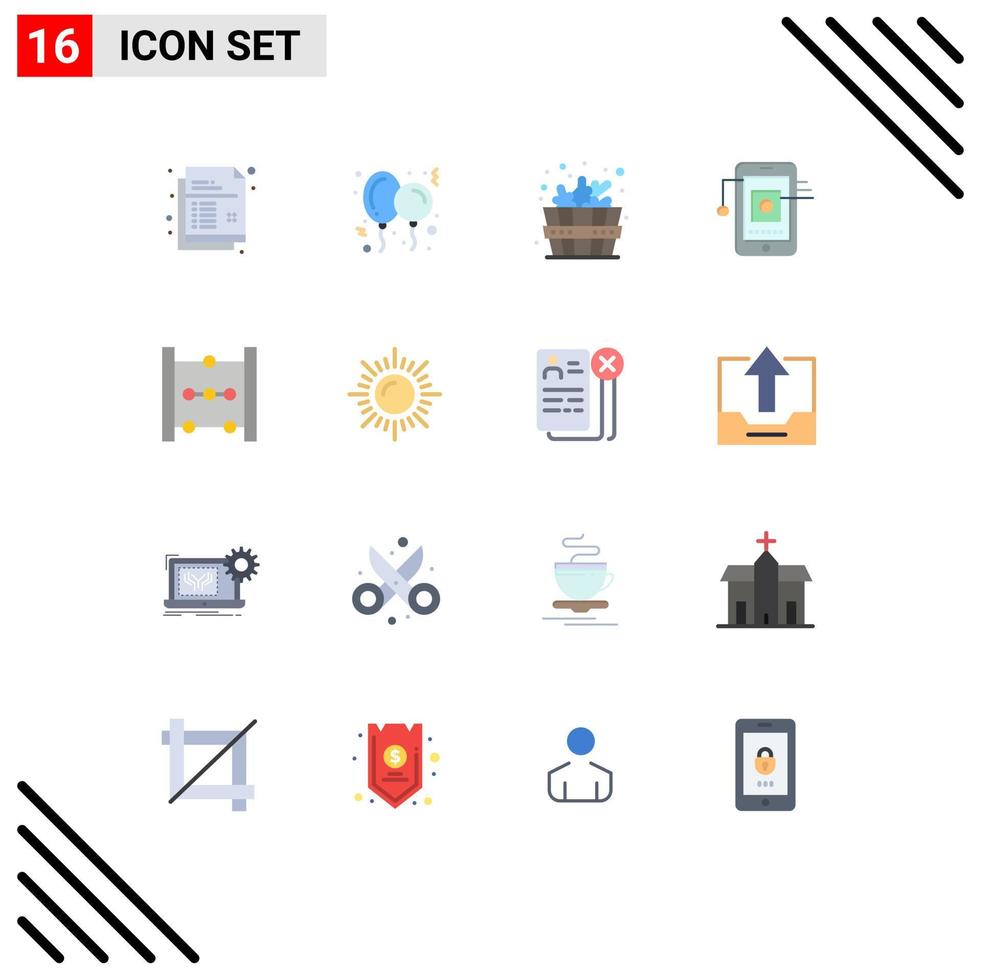 Universal Icon Symbols Group of 16 Modern Flat Colors of math abacus bathhouse network cell Editable Pack of Creative Vector Design Elements
