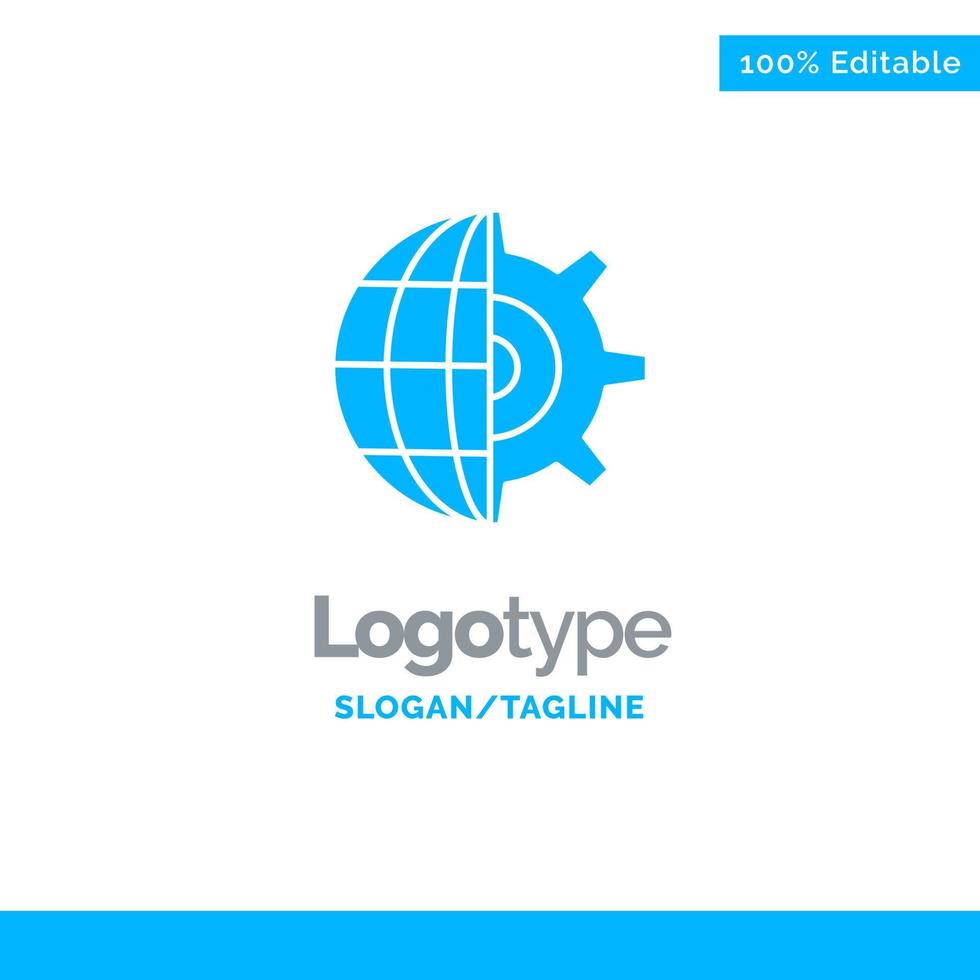 Gear Globe Setting Business Blue Solid Logo Template Place for Tagline vector