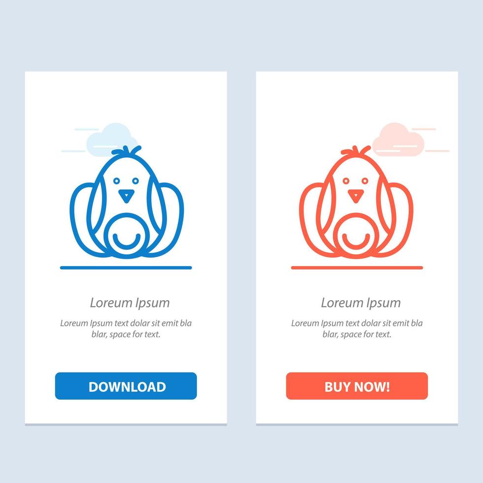 Chicken Baby Rabbit Easter  Blue and Red Download and Buy Now web Widget Card Template vector