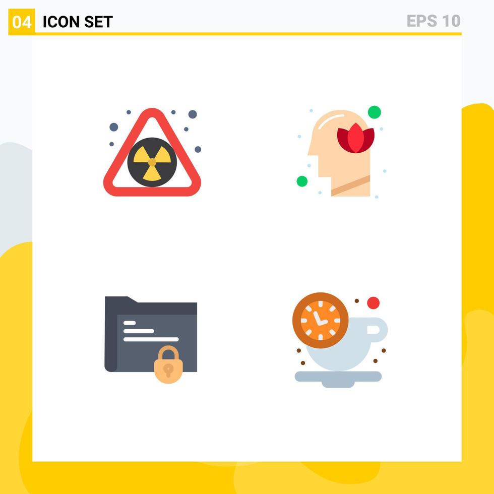 paquete de iconos de vector de stock de 4 signos y símbolos de línea para elementos de diseño de vector editables de bloqueo humano de flor de carpeta nuclear