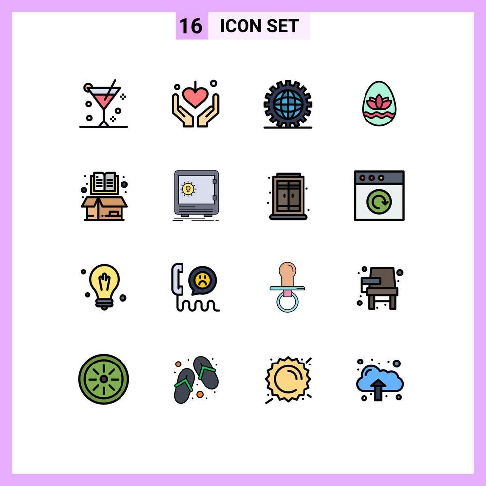 16 iconos creativos signos y símbolos modernos de programación de huevos de codificación de vacaciones de libro elementos de diseño de vectores creativos editables