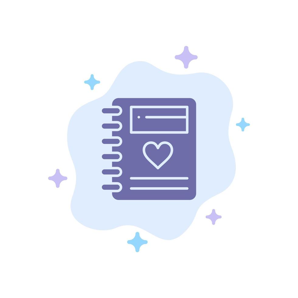 cuaderno amor corazón boda icono azul sobre fondo de nube abstracta vector