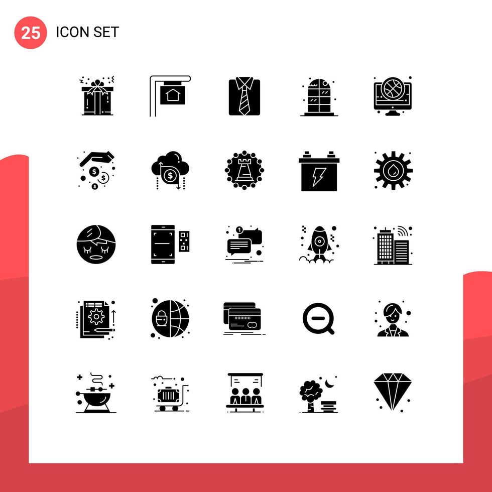 Pack of 25 creative Solid Glyphs of live basketball dad basket living Editable Vector Design Elements