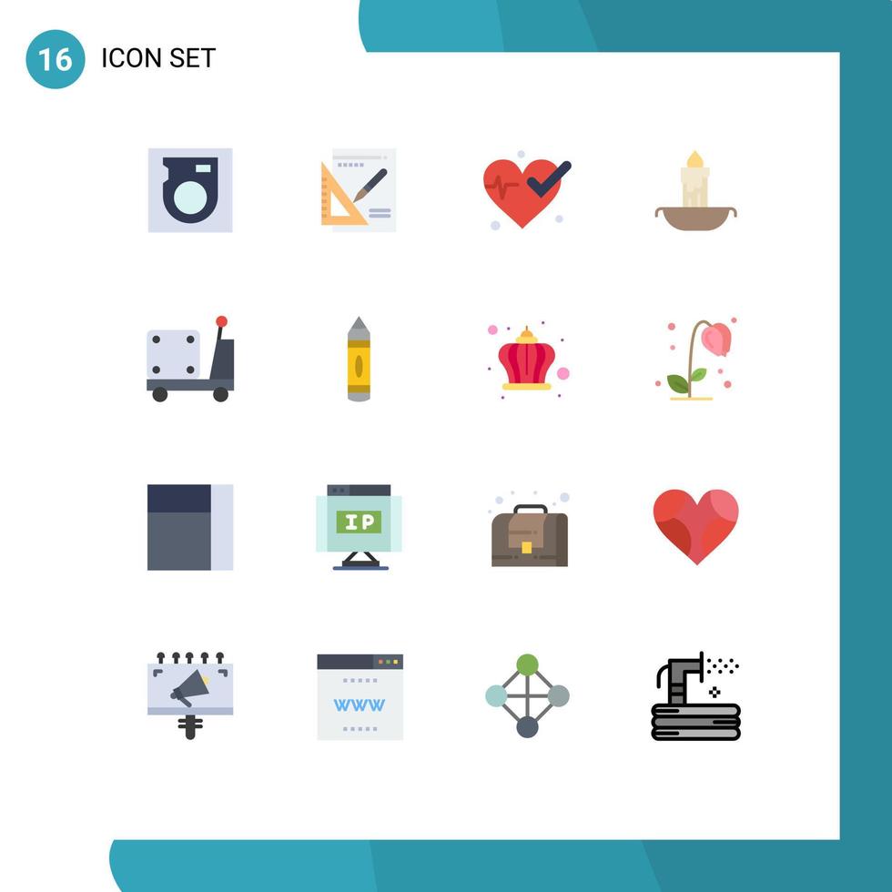 User Interface Pack of 16 Basic Flat Colors of truck logistic heart forklift easter Editable Pack of Creative Vector Design Elements