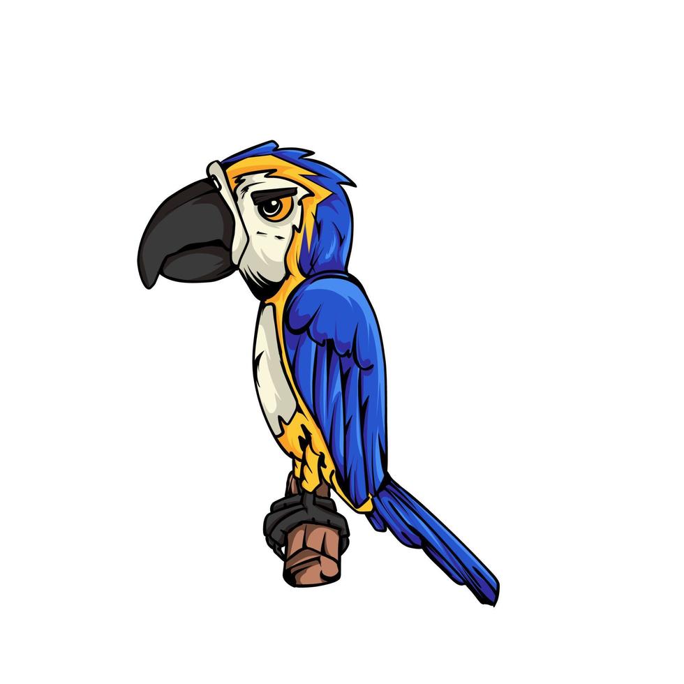 vector illustration, cute cartoon, blue macaw bird,