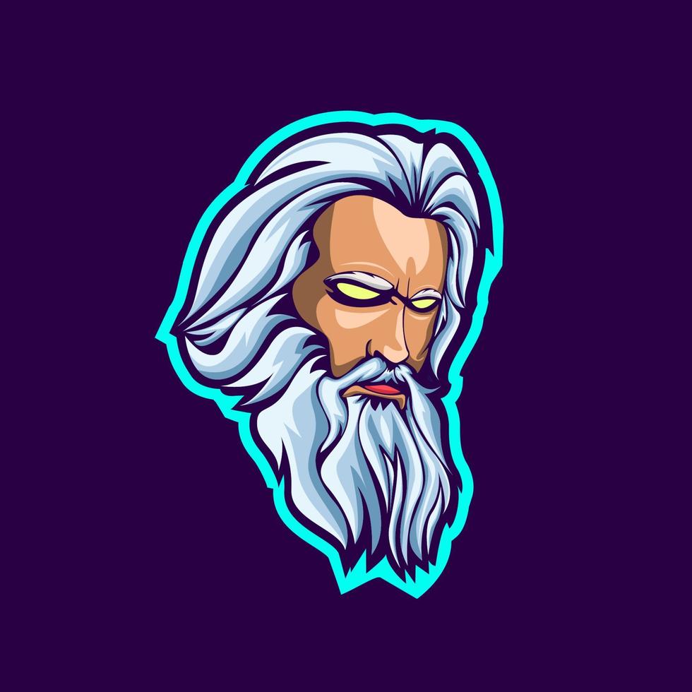 Zeus head e sport mascot logo design vector