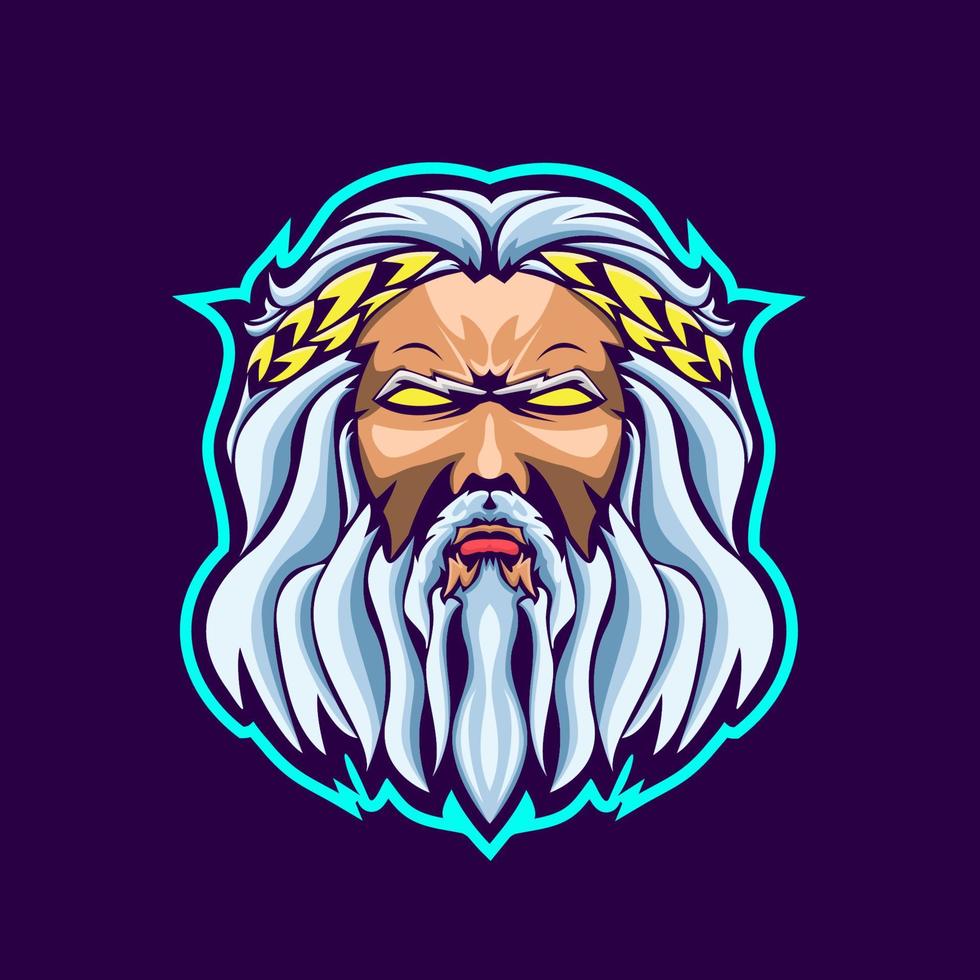 Zeus head e sport mascot logo design vector
