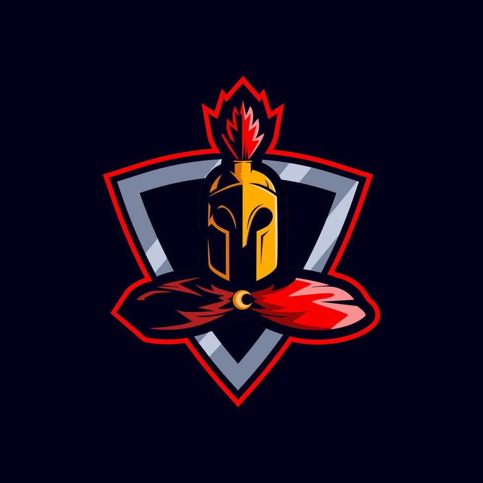 spartan mascot e sport logo design vector