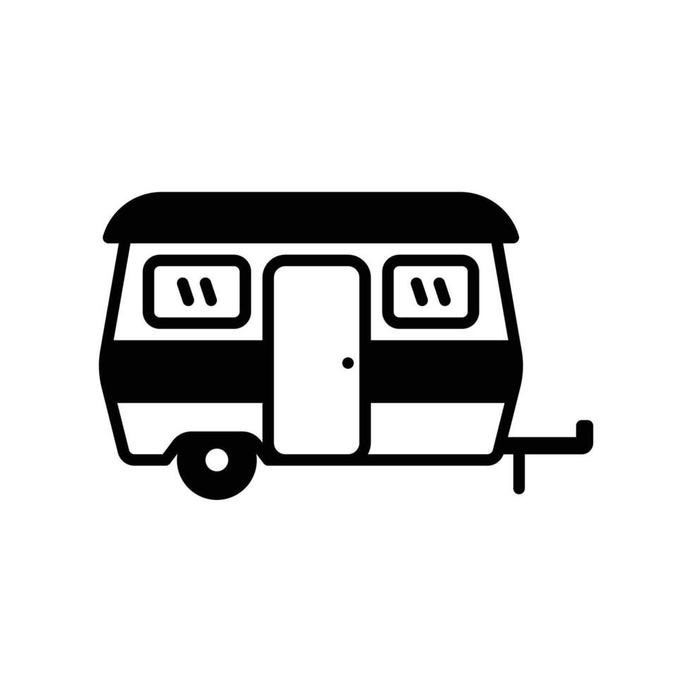 icono de remolque o caravana para campamento de cabina vector