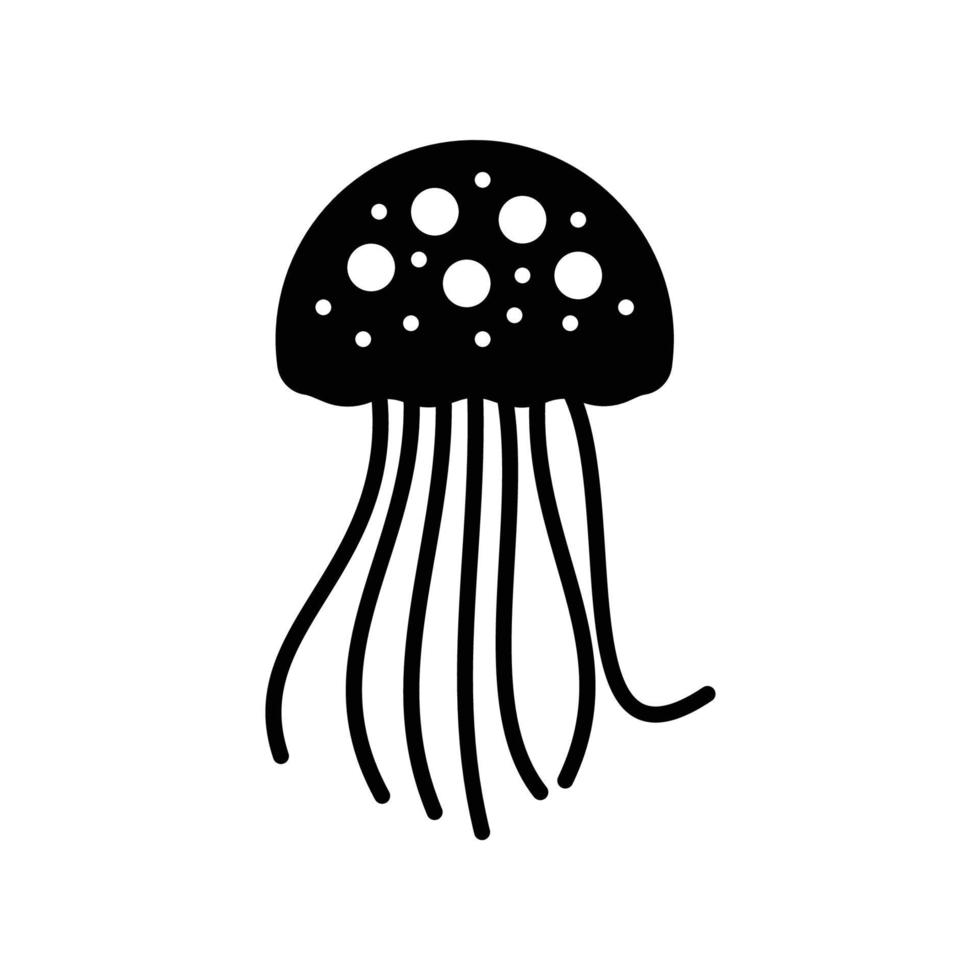 ícono de medusa para criatura oceánica o animal marino vector
