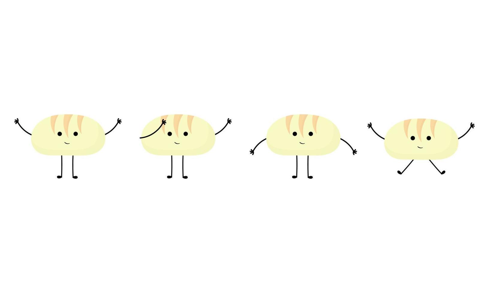 a collection of illustrations of breads with cheerful faces 2 vector