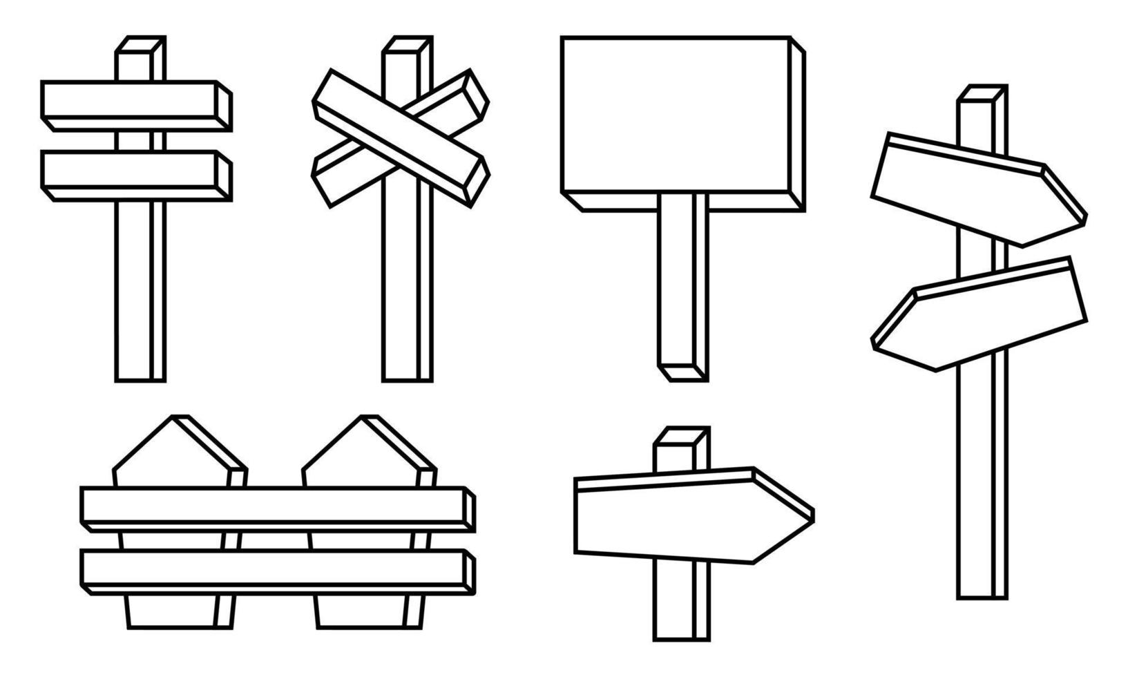 set of hand drawn of wooden signs vector