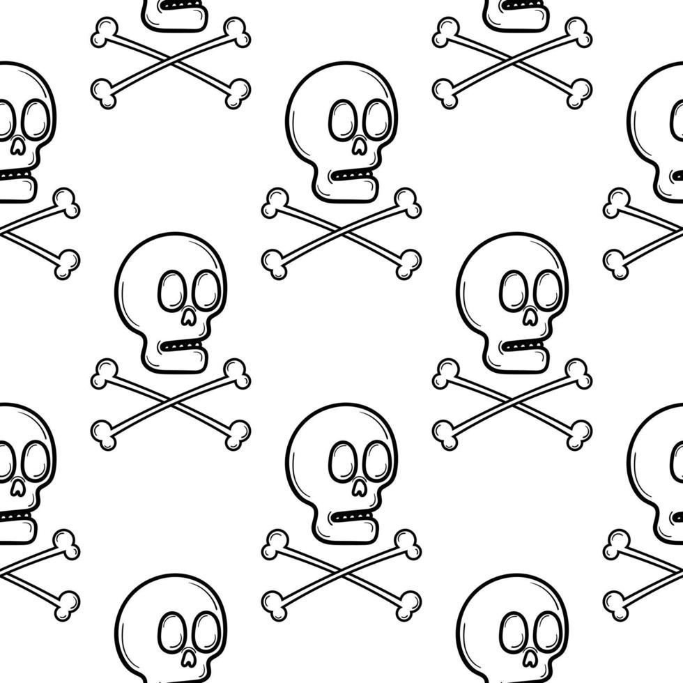 hand draw skull seamless pattern 2 vector