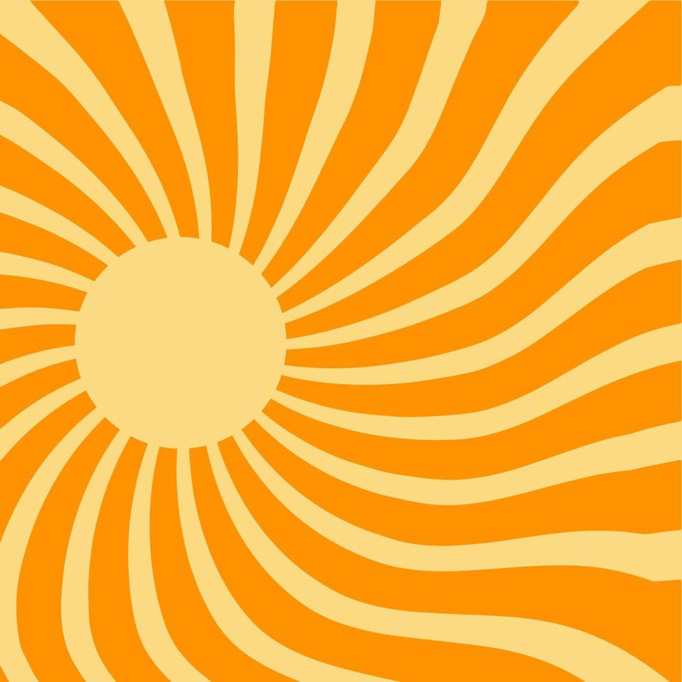 Retro Orange Sun Brust Horizontal vector